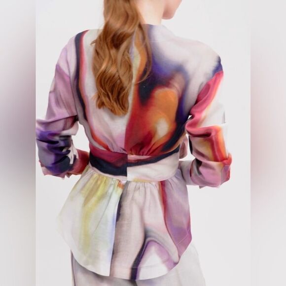 Silvia Tcherassi Saanvi Blouse Iridescent Marble Size 2L - Picture 4 of 13